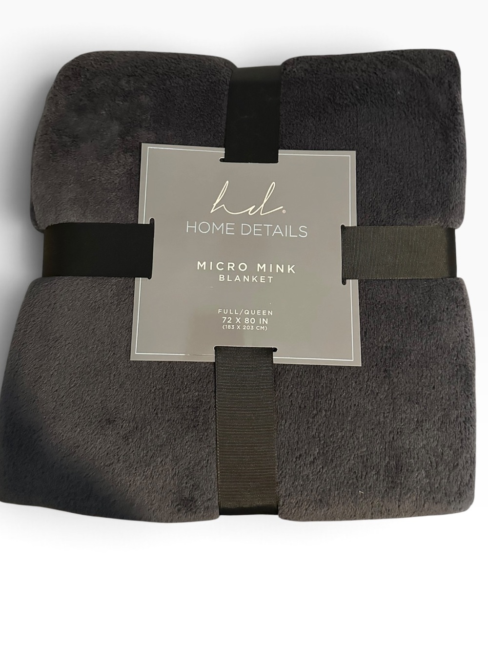 Home Details Micro Mink Blanket Full/Queen 72x80 Black Plush Soft Cozy